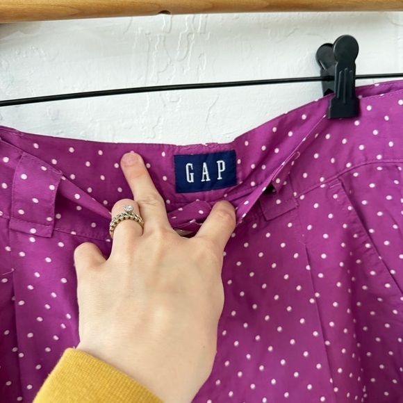 Vintage Gap High Waisted Purple Polka Dot Trouser Shorts Faux Skirt Size 11/12 - Picture 5 of 10